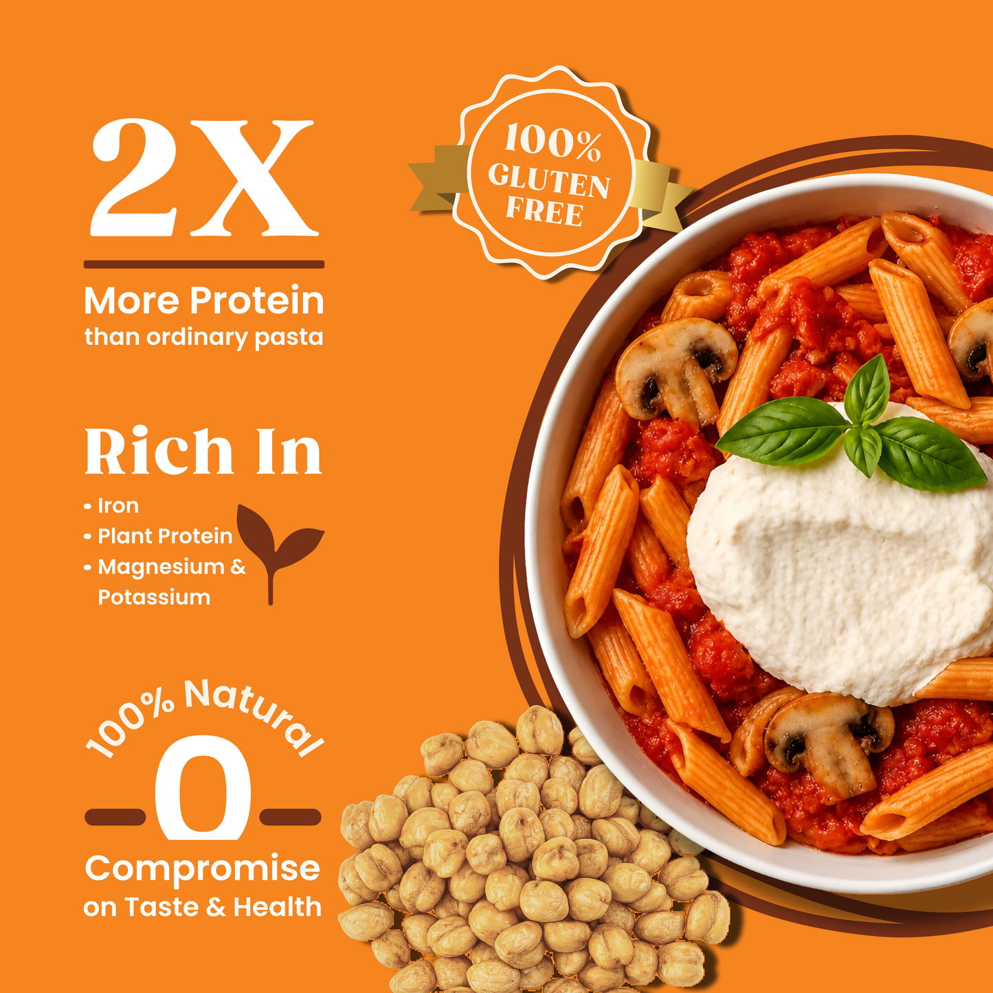 Ekomé Chickpea Pasta - gluten-free high-protein penne pasta, 400g pack