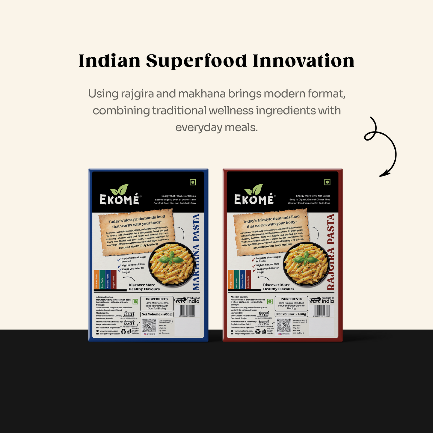 Ekomé Gluten Smart Combo pack - Makhana and Rajgira gluten-free pasta