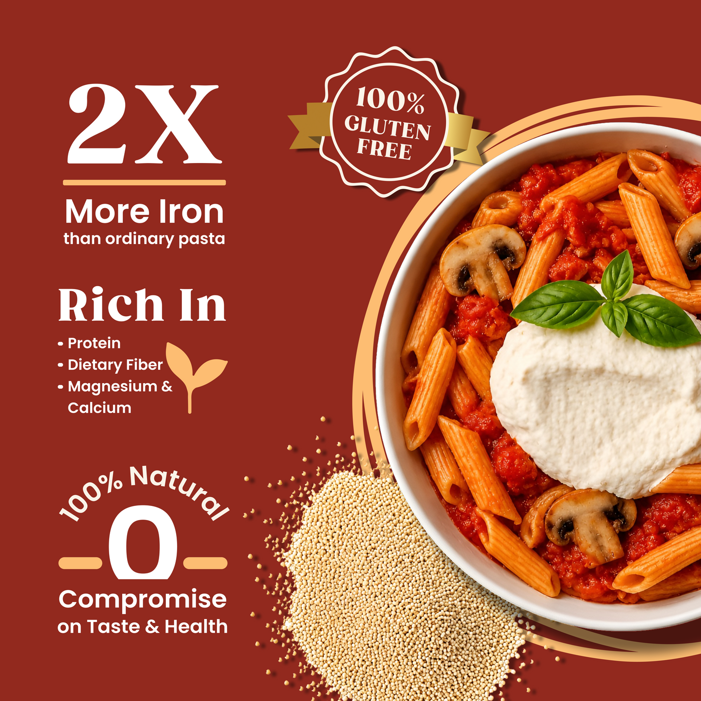 Ekomé Rajgira Pasta - gluten-free amaranth penne pasta, 400g pack